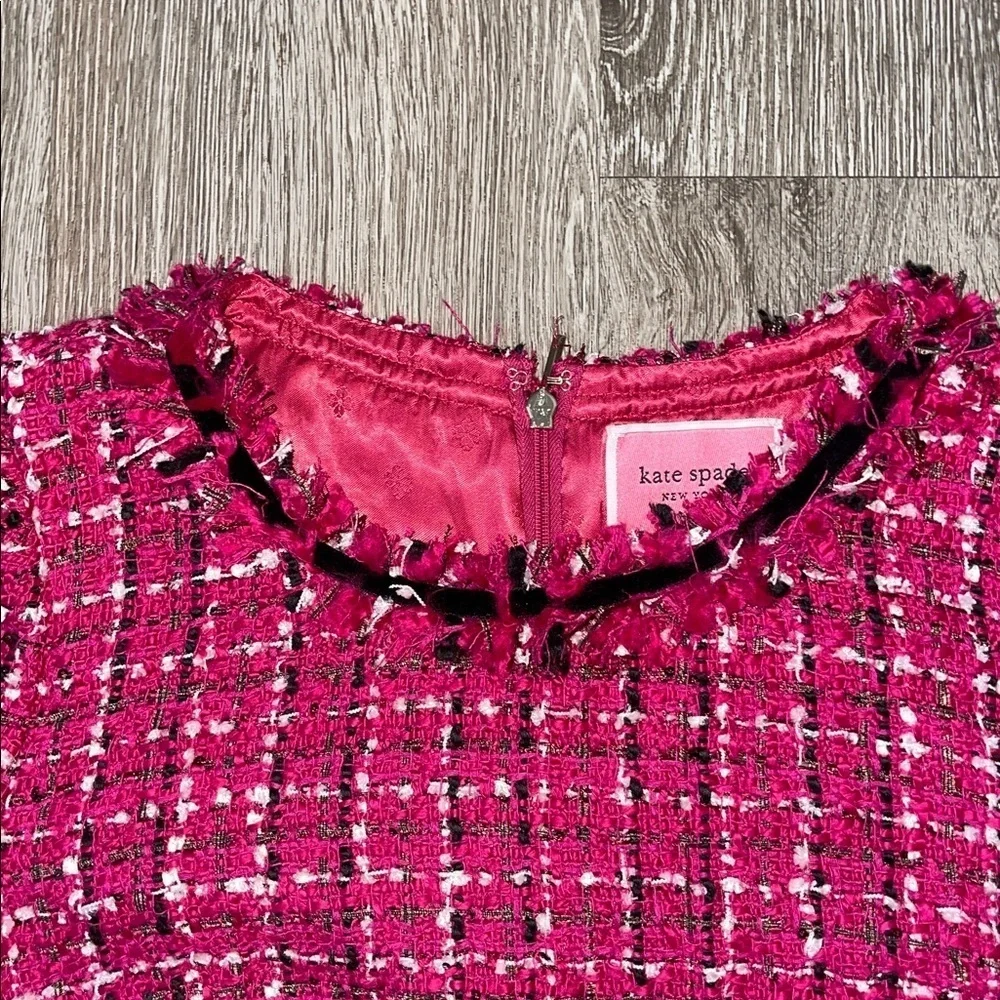 Kate Spade festive tweed dress 6 pink and black classy classic